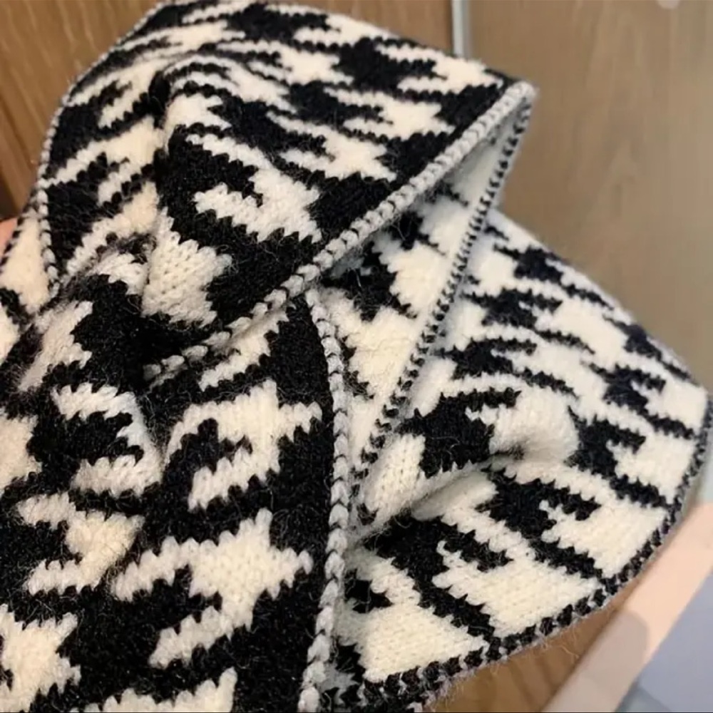 Nwot Asos Houndstooth Pattern Reversible Head Wra… - image 3